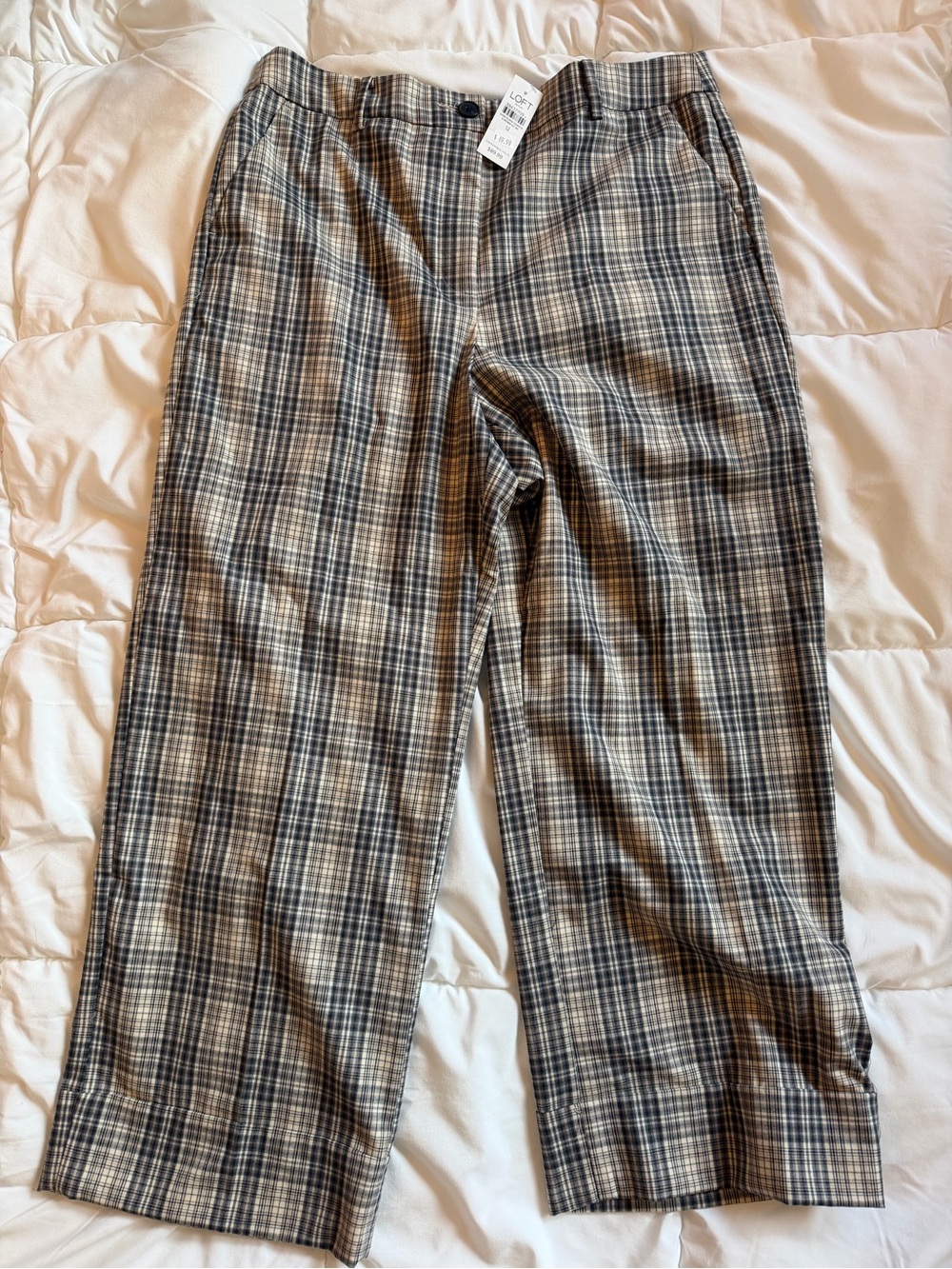 LOFT women’s  Plaid Chinos in Gray and Taupe